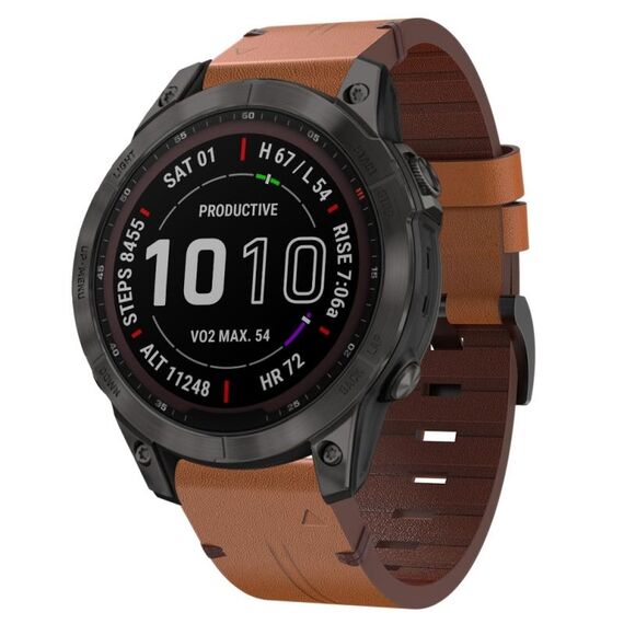 Per Garmin Fenix 7 Pro 47mm cinturino in pelle con fibbia in acciaio (marrone)