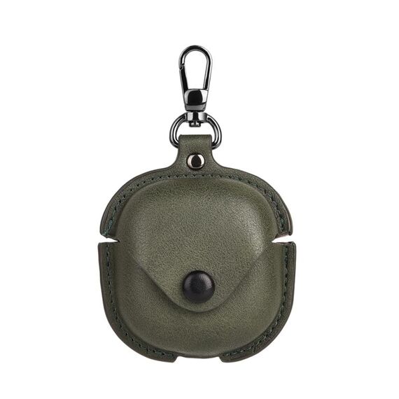 Custodia protettiva per auricolari TWS in pelle Samsung Galaxy Buds Live / Pro con gancio (verde)
