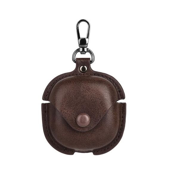 Custodia protettiva per auricolari TWS in pelle Samsung Galaxy Buds Live / Pro con gancio (marrone)