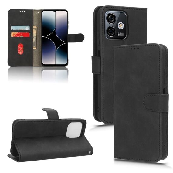 Per Ulefone Note 16 Pro Skin Feel Custodia magnetica in pelle a conchiglia (nera)