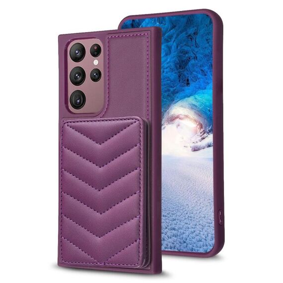 Per Samsung Galaxy S22 Ultra 5G BF26 Custodia per cellulare con motivo a onde (viola scuro)