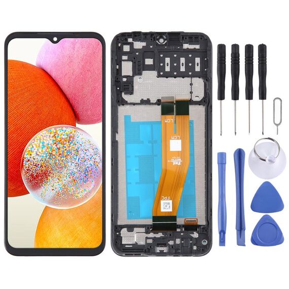 Schermo LCD originale per Samsung Galaxy A14 SM-A145F Digitizer Assemblaggio completo con cornice