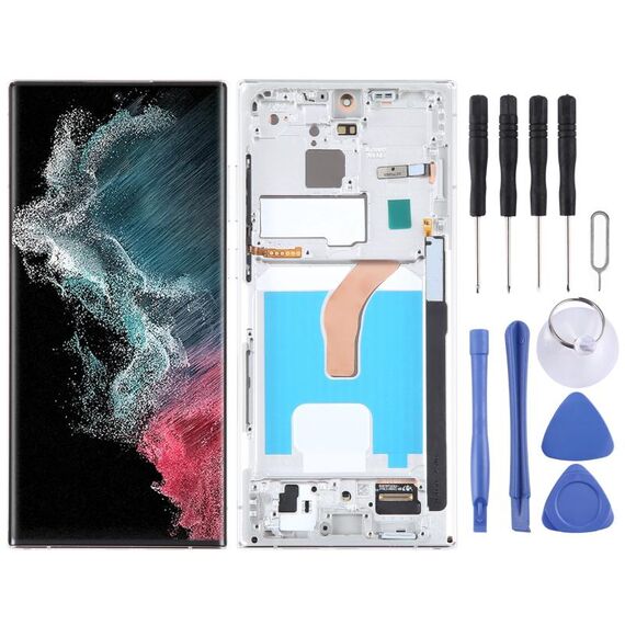 Schermo OLED Samsung Galaxy S22 Ultra 5G SM-S908B con cornice - Argento EU SPS6698S 6922460907702