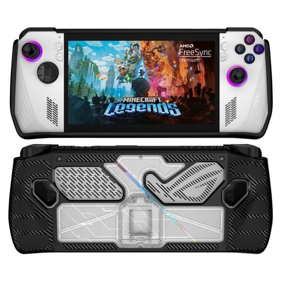 Per Rog Ally Console di gioco PC + custodia protettiva in TPU con staffa (nero + trasparente)