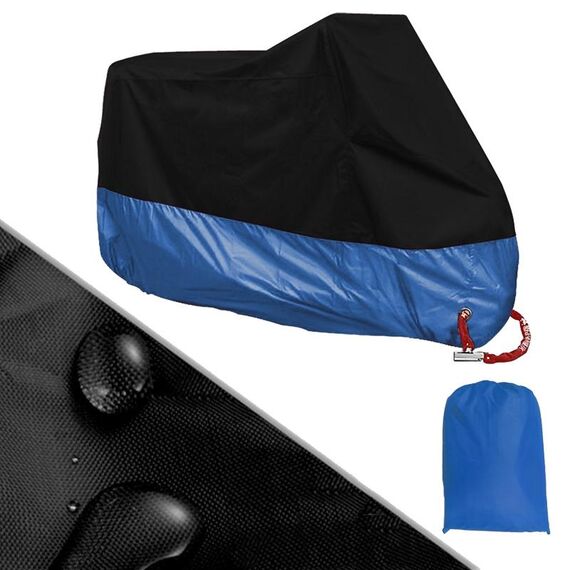 190T Coperture antipioggia per moto Coperture antipolvere antipolvere antipioggia resistenti ai raggi UV, taglia: M (nero e blu scuro)