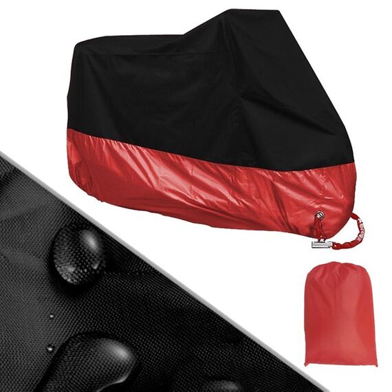 190T Coperture antipioggia per moto Coperture antipolvere antipolvere antipioggia resistenti ai raggi UV, taglia: M (nero e rosso)