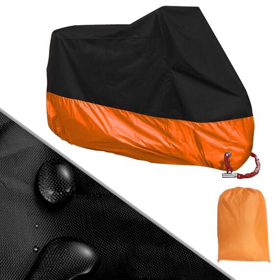 190T Coperture antipioggia per moto Coperture antipolvere antipolvere antipioggia resistenti ai raggi UV, taglia: XL (nero e arancione)