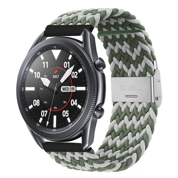 Per Huawei Watch 4/4 Pro cinturino in nylon intrecciato con fibbia in metallo (W bianco verde)