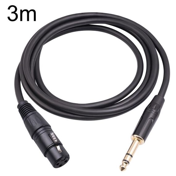 Cavo per microfono da 6,35 mm 1/4 TRS maschio a XLR femmina a 3 pin, lunghezza: 3 m