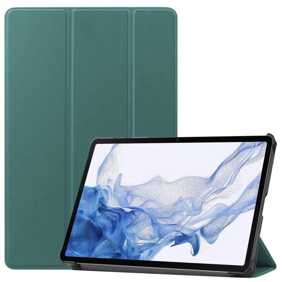 Per Samsung Galaxy Tab S9 Custer Custodia per tablet in pelle con supporto a 3 pieghe in puro colore (verde scuro)