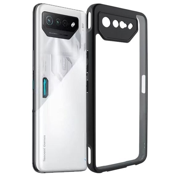 Per Asus ROG Phone 7 TPU smerigliato + custodia trasparente per PC (nero)