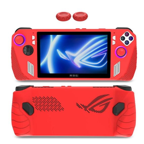 Custodia in silicone multicolore per console di gioco ASUS Rog Ally con 2 tappi per pulsanti (rosso)