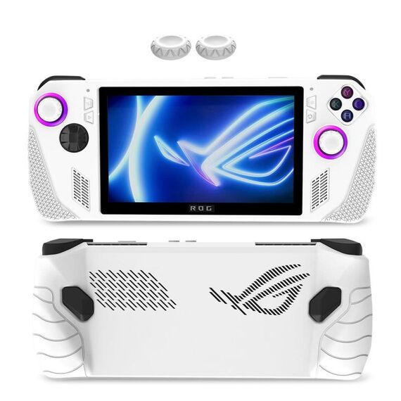 Custodia in silicone multicolore per console di gioco ASUS Rog Ally con 2 tappi per pulsanti (bianco)