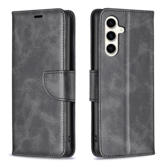 Per Samsung Galaxy S23 FE 5G Custodia per cellulare in pelle di agnello con trama in puro colore (nero)