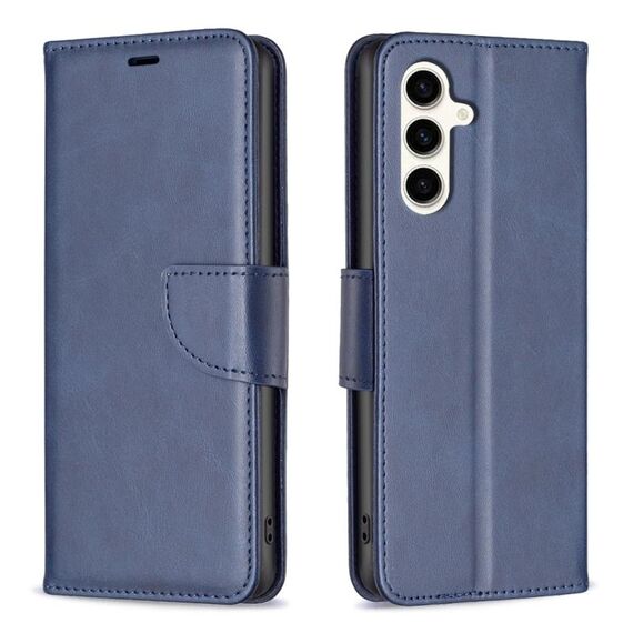 Per Samsung Galaxy S23 FE 5G Custodia per cellulare in pelle di agnello con trama in puro colore (blu)