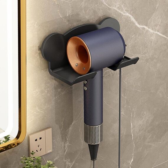 Per Dyson Asciugacapelli Supporto a parete Mensola per bagno Scaffale portaoggetti, Stile: 3 pezzi Semplice nero