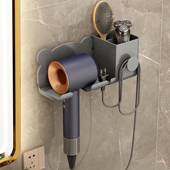 Per Dyson Asciugacapelli Supporto a parete Mensola per bagno Scaffale portaoggetti, Stile: Aggiornamento grigio