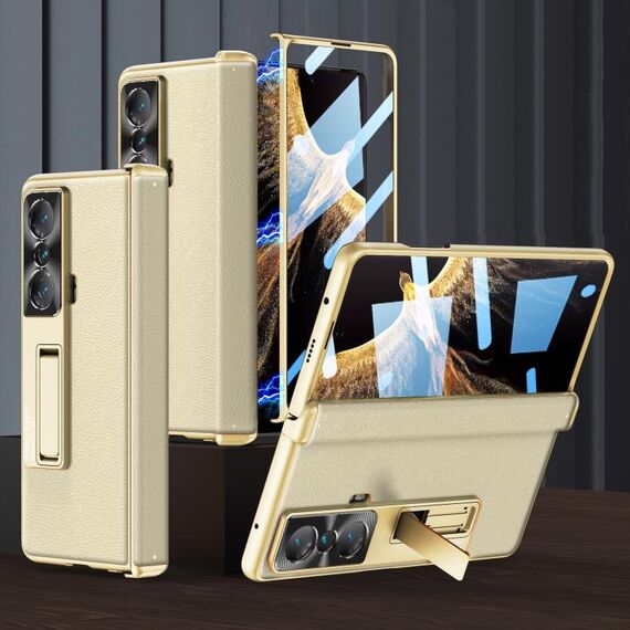 For Honor Magic VS GKK Custodia per cellulare in pelle con cerniera magnetica con supporto (oro)