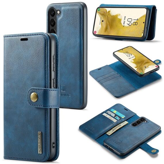 Custodia in pelle magnetica rimovibile per Samsung Galaxy S23 5G DG.MING Crazy Horse Texture (blu)