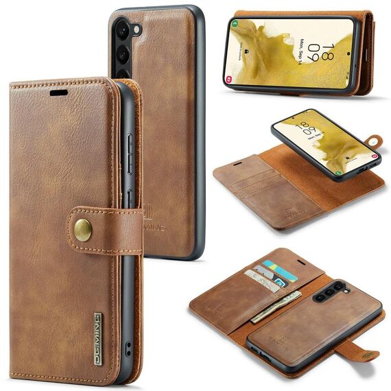 Custodia in pelle magnetica rimovibile per Samsung Galaxy S23+ 5G DG.MING Crazy Horse Texture (marrone)