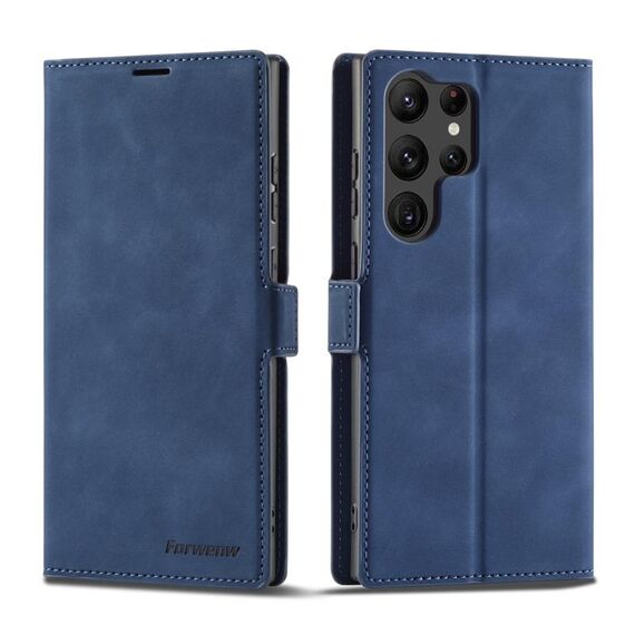 Custodia in pelle per Samsung Galaxy S23 Ultra 5G Forwenw Dream Series Oil Edge forte magnetismo (blu)