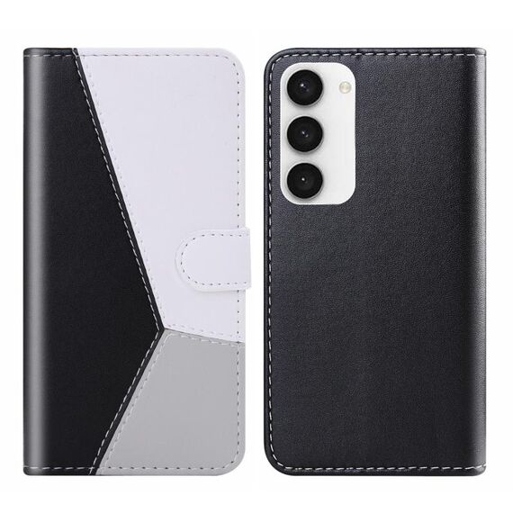 Per Samsung Galaxy S23 5G Custodia in pelle con cuciture tricolori (nero)