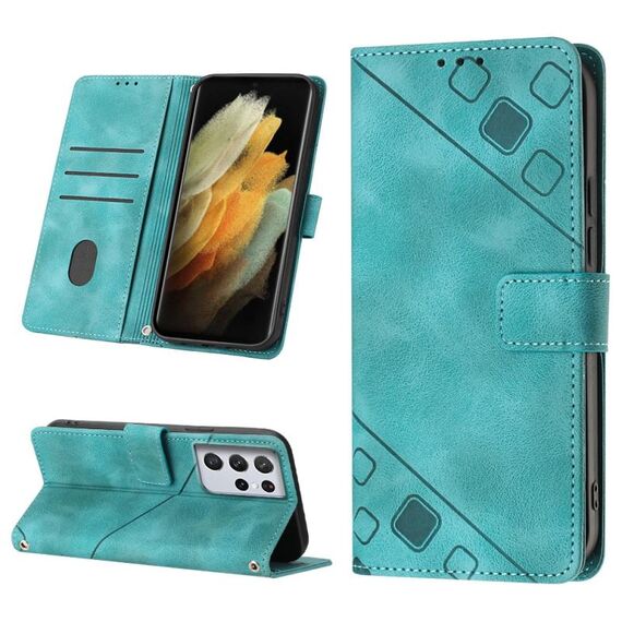 Custodia in pelle goffrata per Samsung Galaxy S21 Ultra 5G (verde)