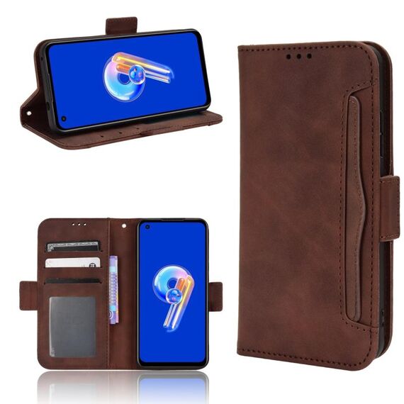 Per ASUS Zenfone 10/9 Skin Feel Calf Texture Slot per schede Custodia in pelle per telefono (marrone)