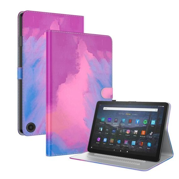 Per Amazon Fire Max 11 Custodia per tablet in pelle con motivo ad acquerello (viola rosso)