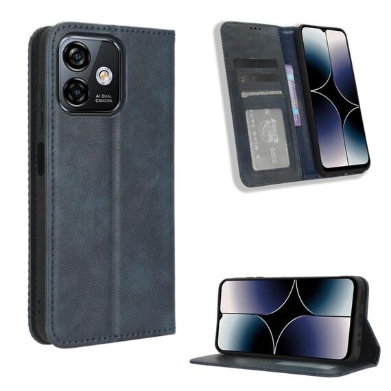 Per Ulefone Note 16 Pro Custodia per cellulare in pelle con fibbia magnetica retro texture (blu)
