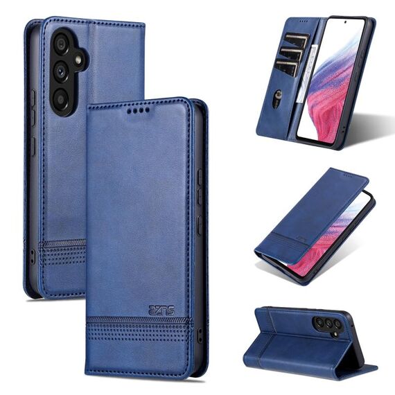 Per Samsung Galaxy S23 FE 5G AZNS Custodia per cellulare in pelle a conchiglia con struttura in vitello magnetico (blu scuro)