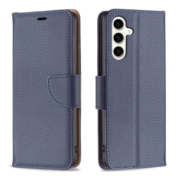 Per Samsung Galaxy S23 FE 5G Litchi Texture custodia per telefono in pelle a conchiglia in puro colore (blu)