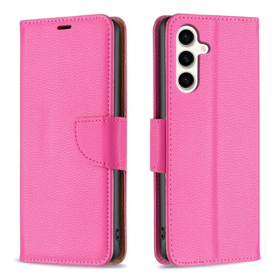 Per Samsung Galaxy S23 FE 5G Litchi Texture custodia in pelle a conchiglia in puro colore (rosa rossa)