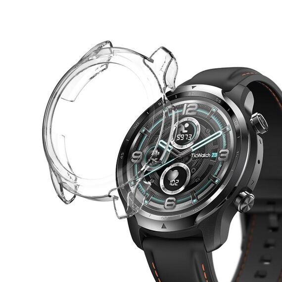 Per Ticwatch Pro 3 Custodia protettiva per orologio semiavvolta in TPU elettrolitico GPS (trasparente)