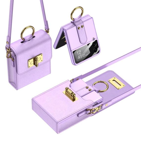 GKK Mini Zaino Borsa per telefono semplice + custodia per telefono con anello per Samsung Galaxy Z Flip4 5G (viola)