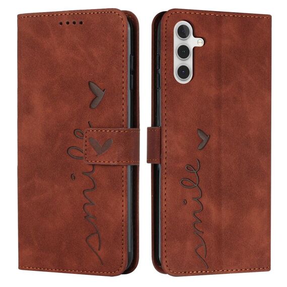 Custodia in pelle per Samsung Galaxy S23 FE 5G Skin Feel con motivo a cuore (marrone)