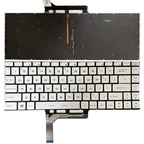 Tastiera per laptop versione USA con retroilluminazione per MSI GS65 / GS65VR / MS-16Q2 / Stealth 8SE /8SF / 8SG /Thin 8RE / Thin 8RF (Argento)