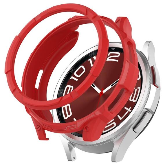 Per Samsung Galaxy Watch 6 Classic 47mm Anello rotante + Custodia protettiva per orologio in TPU (rosso)