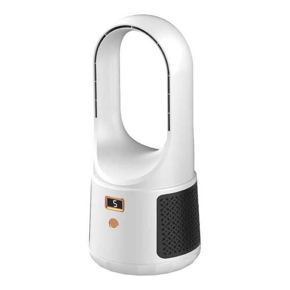 Ventilatore senza lama di ricarica USB desktop Ventilatore con display digitale a LED verticale portatile, colore: bianco