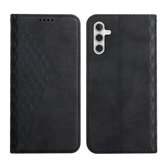 Custodia in pelle magnetica per Samsung Galaxy S23 FE 5G con giunzione a diamante (nero)