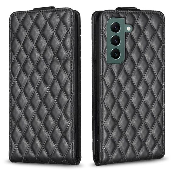 Per Samsung Galaxy S22 5G Diamond Lattice Custodia in pelle con vibrazione verticale (nero)