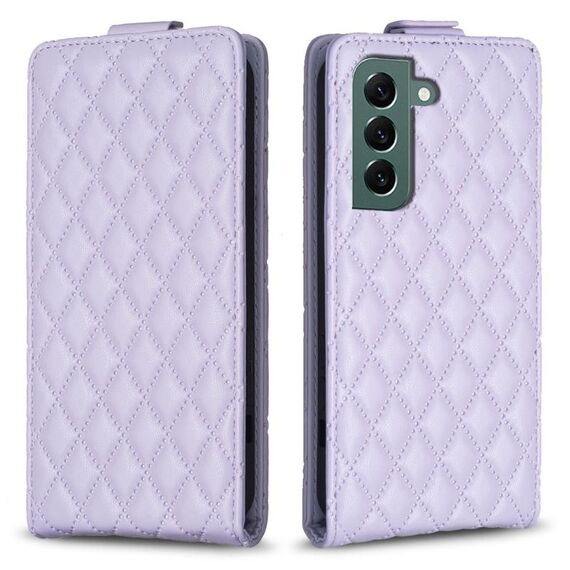 Per Samsung Galaxy S22 5G Diamond Lattice Custodia in pelle con vibrazione verticale (viola)