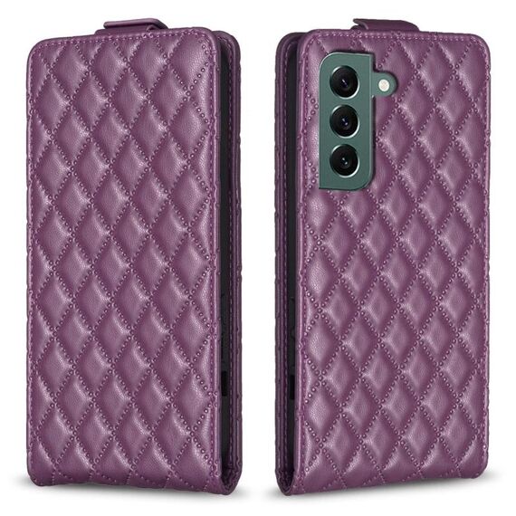 Per Samsung Galaxy S22+ 5G Diamond Lattice Custodia in pelle con vibrazione verticale (viola scuro)