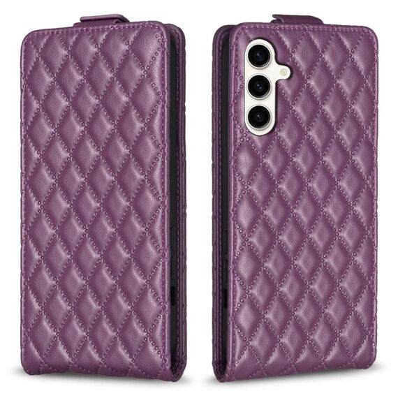 Per Samsung Galaxy S23 FE 5G Diamond Lattice Custodia in pelle con vibrazione verticale (viola scuro)