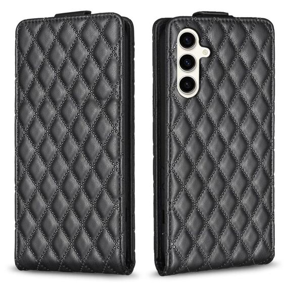 Per Samsung Galaxy S23 FE 5G Diamond Lattice Custodia in pelle con vibrazione verticale (nero)