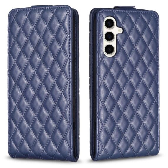 Per Samsung Galaxy S23 FE 5G Diamond Lattice Custodia in pelle con vibrazione verticale (blu)