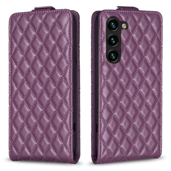 Per Samsung Galaxy S23+ 5G Diamond Lattice Custodia in pelle con vibrazione verticale (viola scuro)