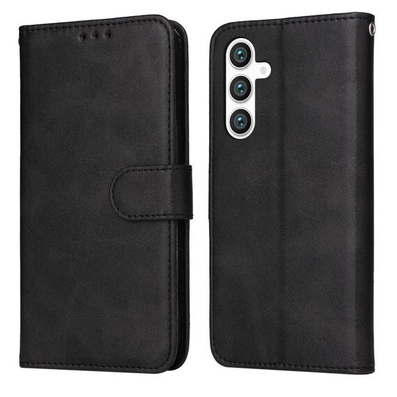 Per Samsung Galaxy S23 FE 5G Custodia per telefono in pelle a conchiglia classica in vitello (nero)