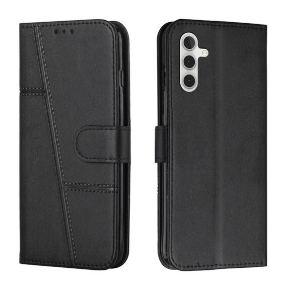 Per Samsung Galaxy S23 FE 5G Custodia per telefono in pelle con fibbia in vitello cucito (nero)
