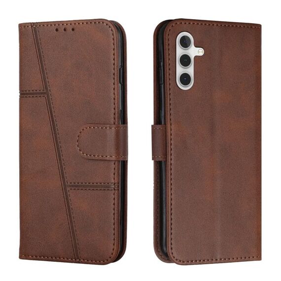 Per Samsung Galaxy S23 FE 5G Custodia in pelle con fibbia in vitello con cuciture (marrone)